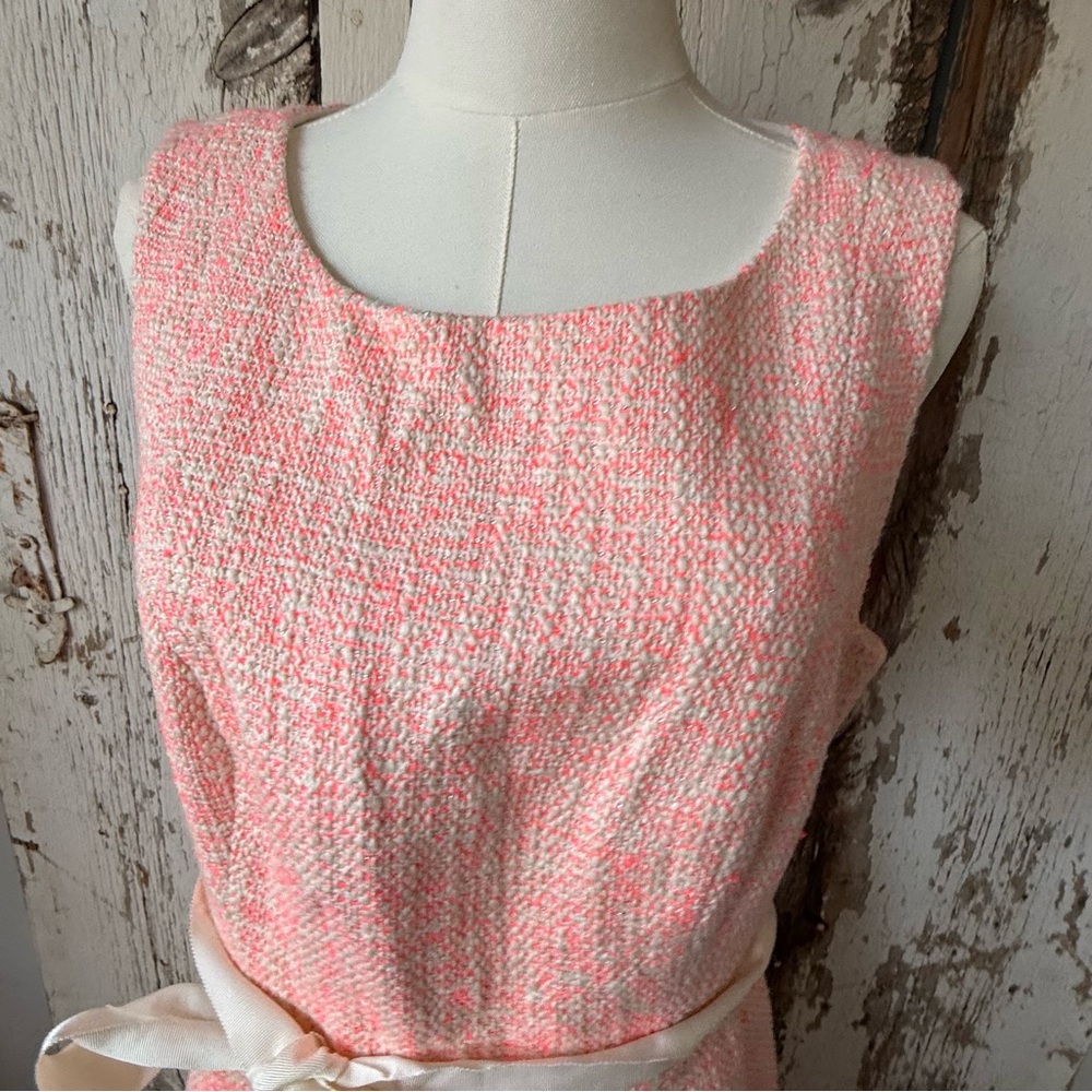 Womens Trina Turk Aime Sleeveless Tweed Shift Dress Orange Pink Salmon - Picture 3 of 13